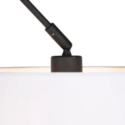 Hanglamp zwart met linnen kap wit 35 cm - Blitz