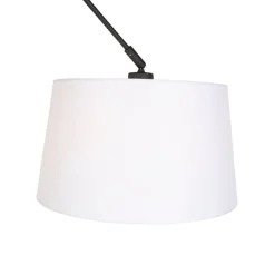 Hanglamp zwart met linnen kap wit 35 cm - Blitz