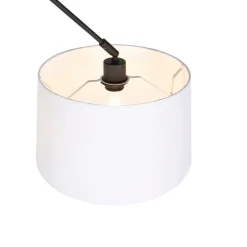 Hanglamp zwart met linnen kap wit 35 cm - Blitz