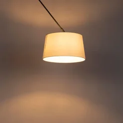 Hanglamp zwart met linnen kap wit 35 cm - Blitz