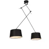 Hanglamp zwart met linnen kappen zwart 35 cm 2-lichts - Blitz