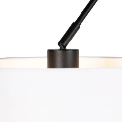 Hanglamp zwart met linnen kappen wit 35 cm 2-lichts - Blitz