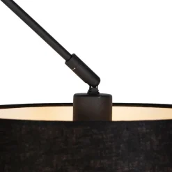 Hanglamp zwart met linnen kap zwart 35 cm - Blitz