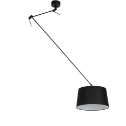 Hanglamp zwart met linnen kap zwart 35 cm - Blitz