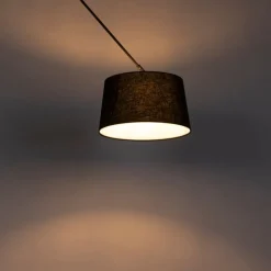 Hanglamp zwart met linnen kap zwart 35 cm - Blitz