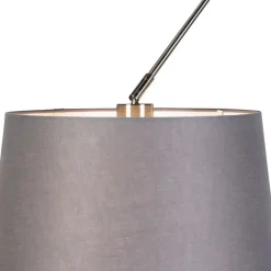 Hanglamp zwart met linnen kappen donkergrijs 35 cm 2-lichts - Blitz