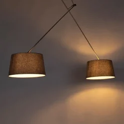 Hanglamp zwart met linnen kappen donkergrijs 35 cm 2-lichts - Blitz