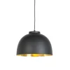 Hanglamp zwart met messing binnenkant 40 cm - Hoodi
