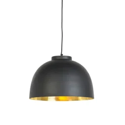 Hanglamp zwart met messing binnenkant 40 cm - Hoodi