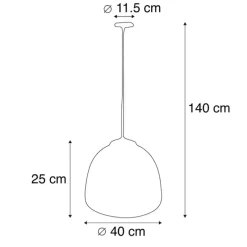 Hanglamp zwart met messing binnenkant 40 cm - Hoodi