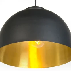 Hanglamp zwart met messing binnenkant 40 cm - Hoodi