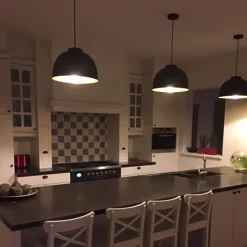 Hanglamp zwart met messing binnenkant 40 cm - Hoodi