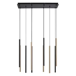 Hanglamp zwart met messing incl. LED dimbaar 10-lichts - Bea