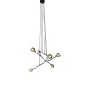 Hanglamp zwart met messing en smoke glas 6-lichts - Vidro