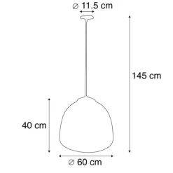 Hanglamp zwart met messing binnenkant 60 cm - Hoodi