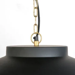 Hanglamp zwart met messing binnenkant 60 cm - Hoodi