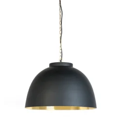 Hanglamp zwart met messing binnenkant 60 cm - Hoodi
