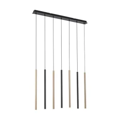 Hanglamp zwart met messing incl. LED dimbaar 7-lichts - Bea