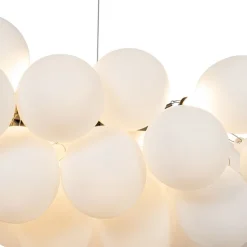 Hanglamp zwart met opaal glas 8-lichts langwerpig - Uvas