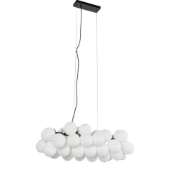 Hanglamp zwart met opaal glas 8-lichts langwerpig - Uvas