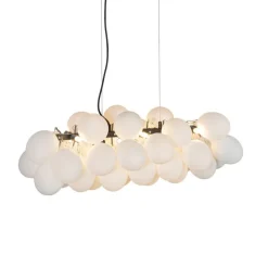 Hanglamp zwart met opaal glas 8-lichts langwerpig - Uvas