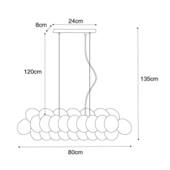 Hanglamp zwart met opaal glas 8-lichts langwerpig - Uvas
