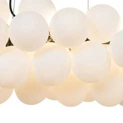 Hanglamp zwart met opaal glas 8-lichts langwerpig - Uvas
