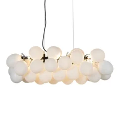 Hanglamp zwart met opaal glas 8-lichts langwerpig - Uvas