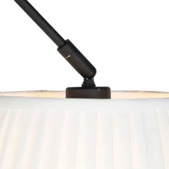 Hanglamp zwart met plisse kap 35cm crème - Blitz