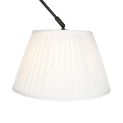 Hanglamp zwart met plisse kap 35cm crème - Blitz