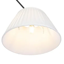 Hanglamp zwart met plisse kap 35cm crème - Blitz