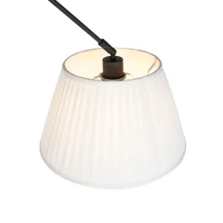 Hanglamp zwart met plisse kap 35cm crème - Blitz