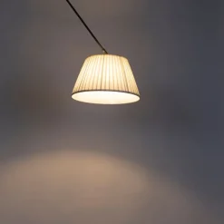 Hanglamp zwart met plisse kap 35cm crème - Blitz