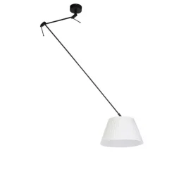 Hanglamp zwart met plisse kap 35cm crème - Blitz