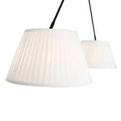 Hanglamp zwart met plisse kappen crème 35 cm 2-lichts - Blitz