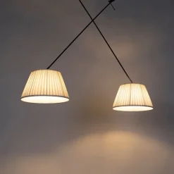 Hanglamp zwart met plisse kappen crème 35 cm 2-lichts - Blitz