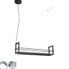 Hanglamp zwart met rek incl. LED 3-staps dimbaar - Cage Rack