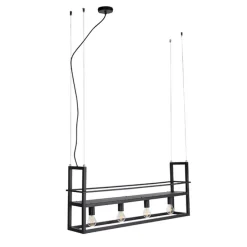 Hanglamp zwart met rek 4-lichts - Cage Rack