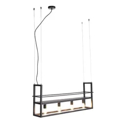 Hanglamp zwart met rek 4-lichts - Cage Rack