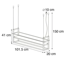 Hanglamp zwart met rek 4-lichts - Cage Rack