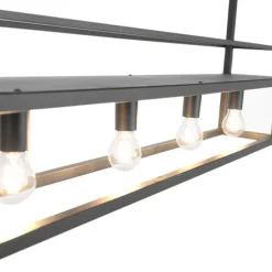 Hanglamp zwart met rek 4-lichts - Cage Rack
