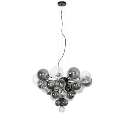 Hanglamp zwart met smoke en helder glas 13-lichts - Bonnie