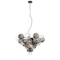 Hanglamp zwart met smoke en helder glas 13-lichts - Bonnie