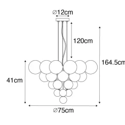 Hanglamp zwart met smoke en helder glas 13-lichts - Bonnie