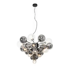Hanglamp zwart met smoke en helder glas 13-lichts - Bonnie