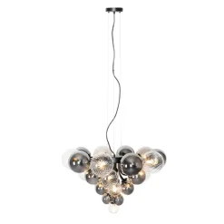 Hanglamp zwart met smoke en helder glas 13-lichts - Bonnie