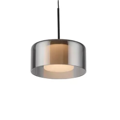 Hanglamp zwart met smoke glas incl. LED 3-lichts easylift - Rika