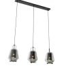 Hanglamp zwart met smoke glas 23 cm langwerpig 3-lichts - Kevin