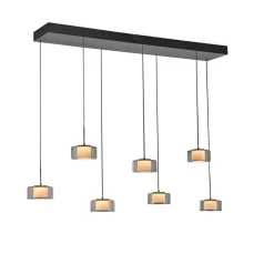 Hanglamp zwart met smoke glas incl. LED 7-lichts easylift - Rika