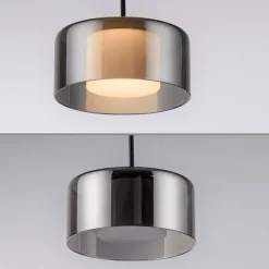 Hanglamp zwart met smoke glas incl. LED 7-lichts easylift - Rika